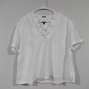 Talbots White Pure Irish Linen Blouse | 2X Petite